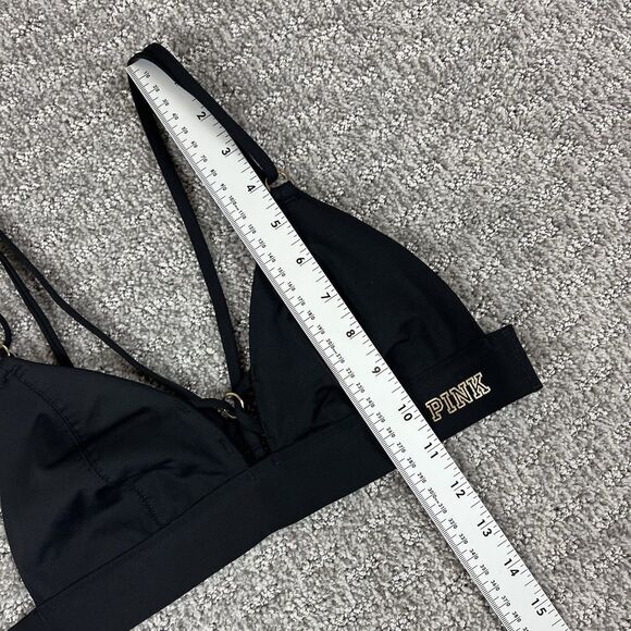 PINK Victorias Secret Bralette Womens Small Bonded Pullover Everyday Black Gold - Picture 8 of 9